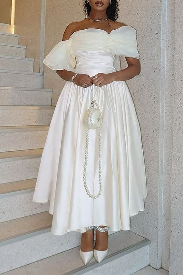 Elegant Mesh Patchwork Satin Bridesmaid Dress