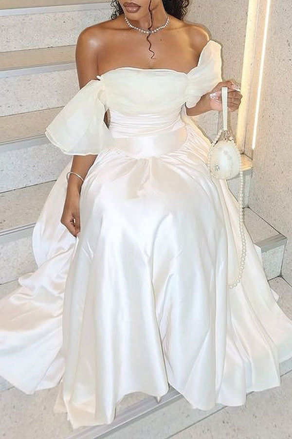 Elegant Mesh Patchwork Satin Bridesmaid Dress