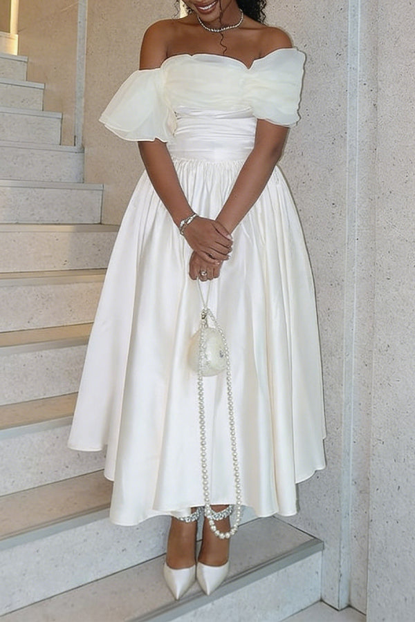 Elegant Mesh Patchwork Satin Bridesmaid Dress