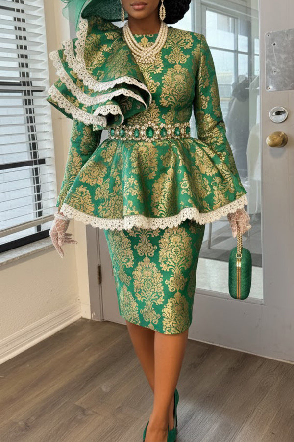 Gorgeous Layered Shoulder Graphic Print Dress