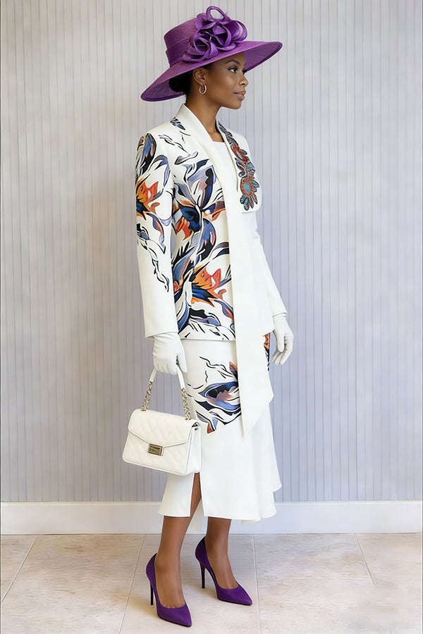 Chic Embroidery Blazer & Skirt Set