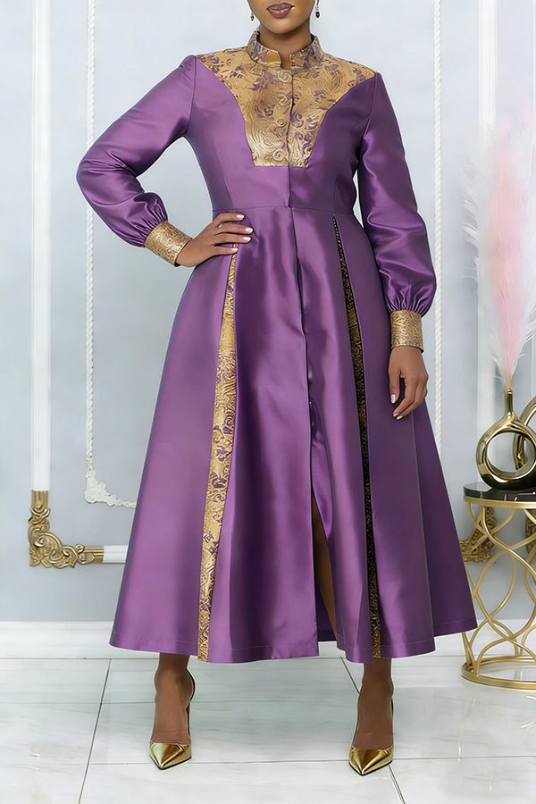 Elegant Floral Patchwork Church Dress