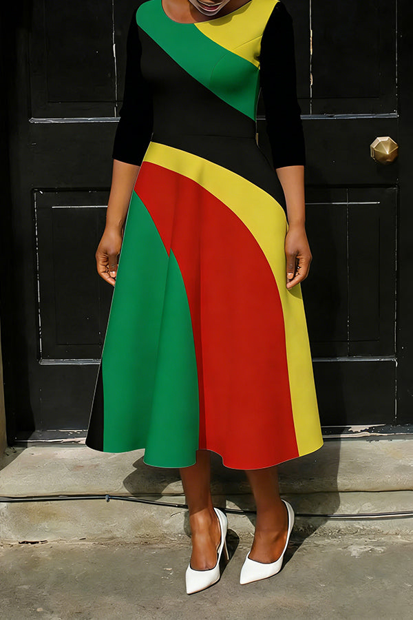 Black History Month Colorblock A-line Dress