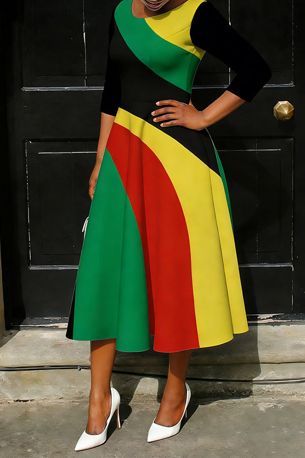 Black History Month Colorblock A-line Dress