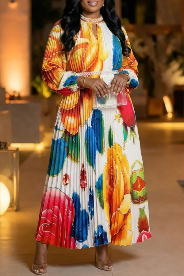 Gorgeous Pleated Lantern Sleeve Dress