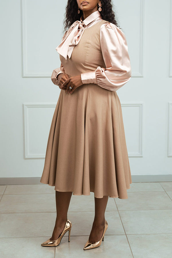 Stylish Satin Blouse & Vest Dress Set