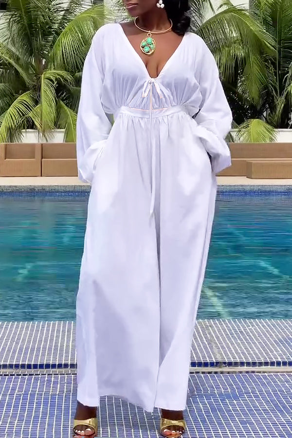 Stylish V-Neck Knot Front Jumpsuit