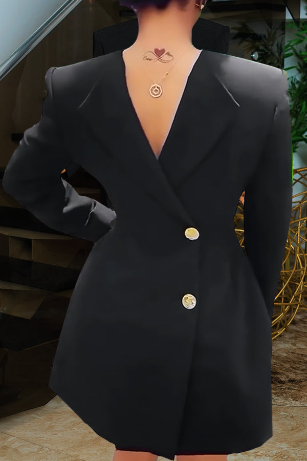 Chic Back V-Neck Blazer Dress