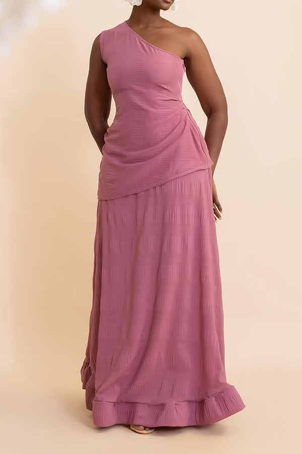 Vintage One Shoulder Top & Skirt Set
