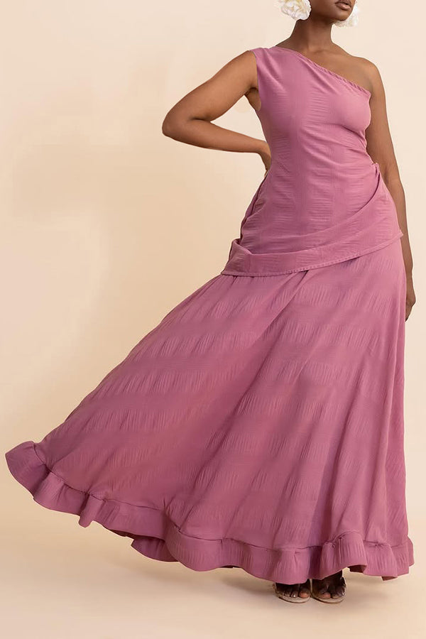 Vintage One Shoulder Top & Skirt Set