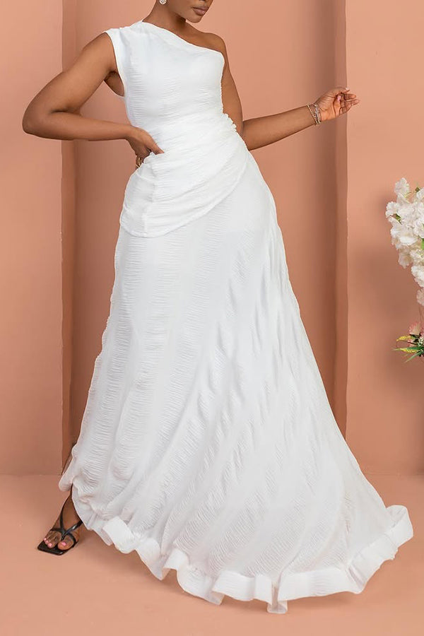 Vintage One Shoulder Top & Skirt Set
