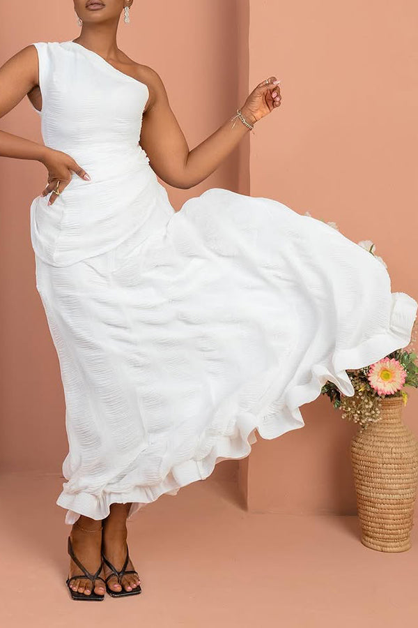 Vintage One Shoulder Top & Skirt Set
