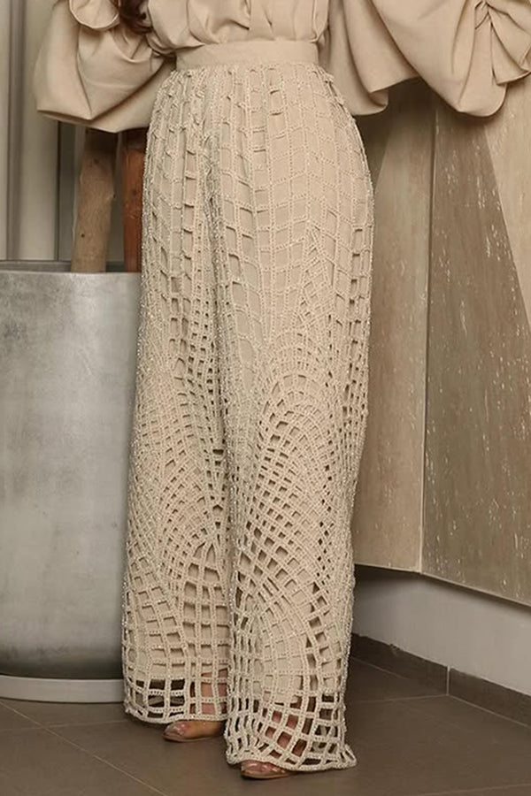 Chic Contrast Lace Straight Leg Pants
