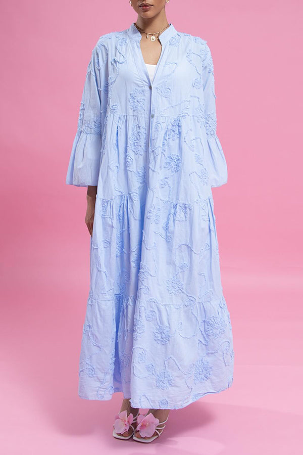 Stylish V Collared Ruffle Hem Dress