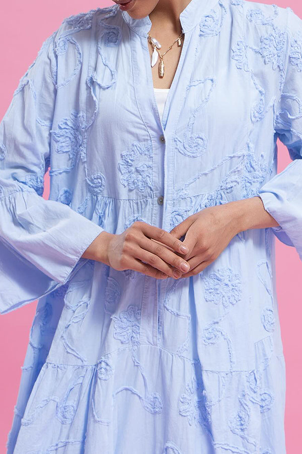 Stylish V Collared Ruffle Hem Dress