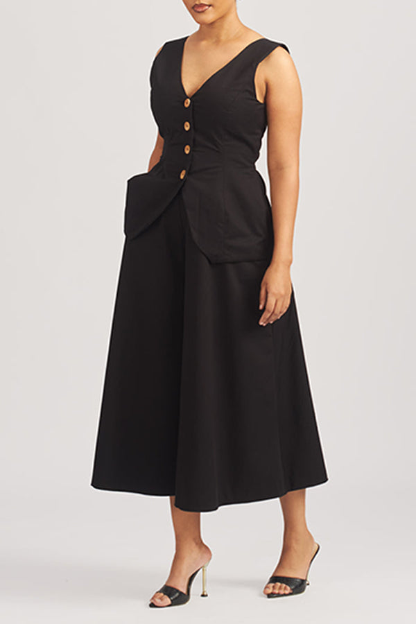 Fashion V-Neck Vest & Skirt Set