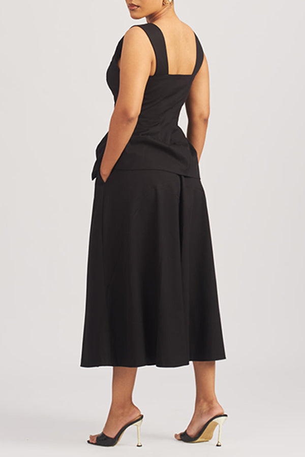 Fashion V-Neck Vest & Skirt Set