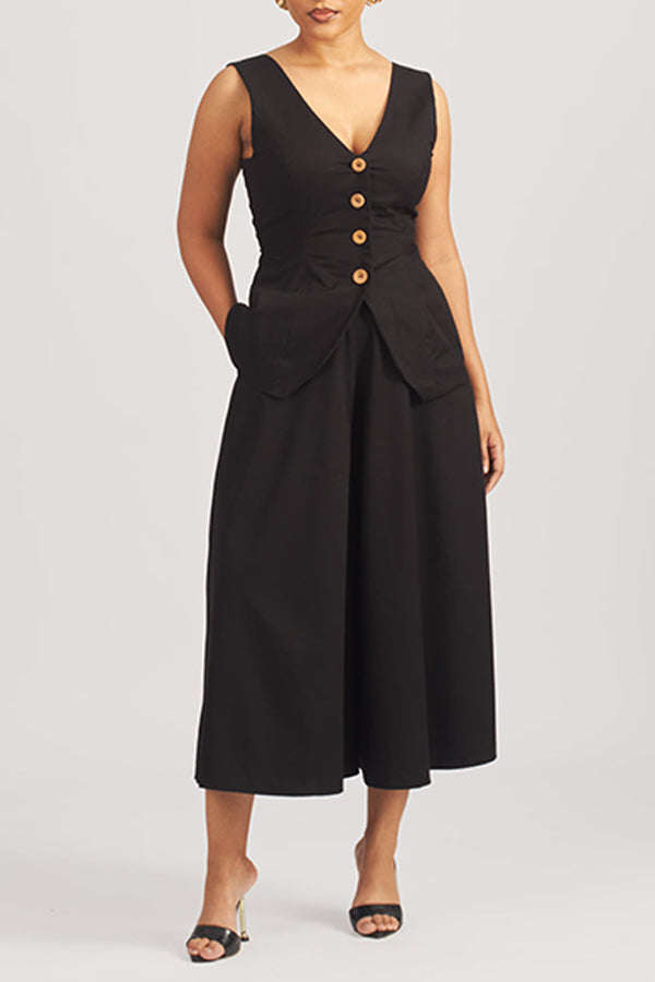 Fashion V-Neck Vest & Skirt Set