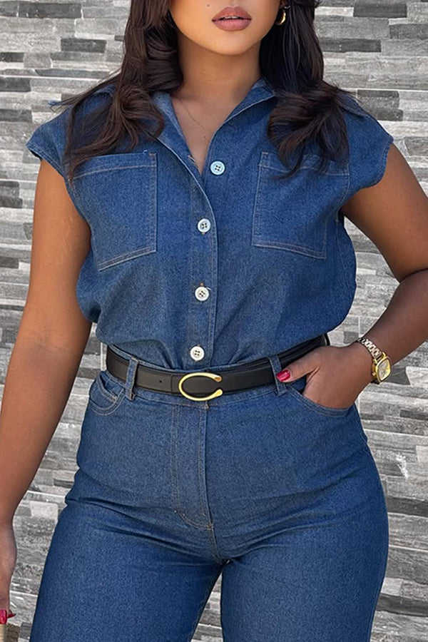Fashion Denim Top & Pants Set