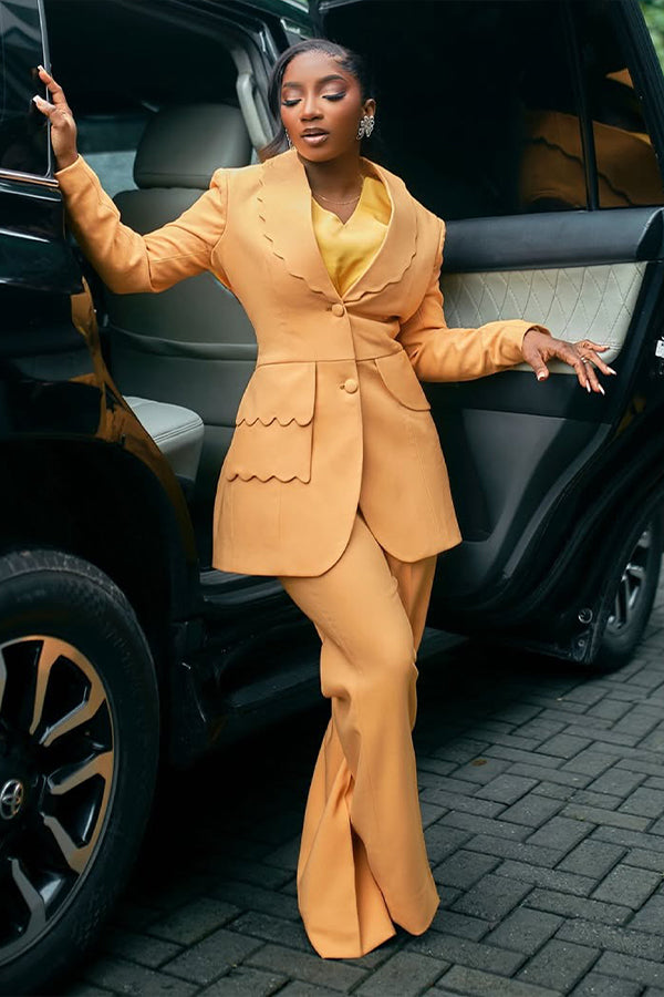 Stylish Lapel Collar Single Breasted Blazer & Pants Set