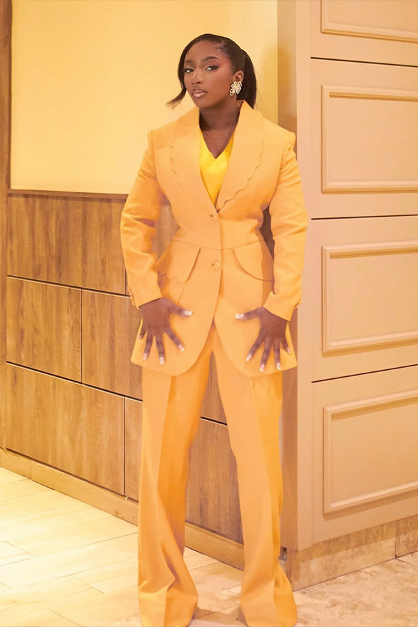 Stylish Lapel Collar Single Breasted Blazer & Pants Set