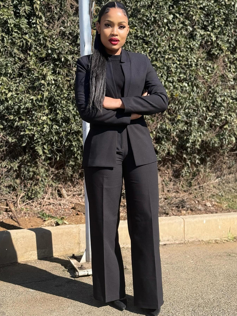 Classic Hook Buckle Blazer & Pants Set