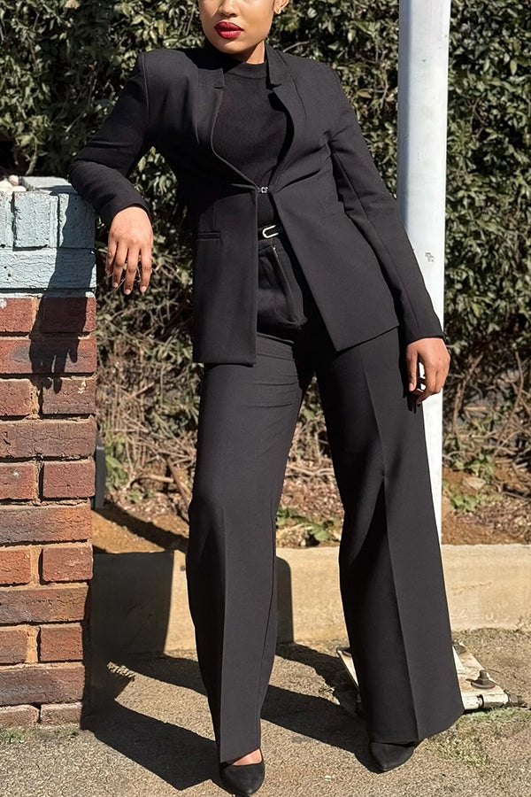 Classic Hook Buckle Blazer & Pants Set