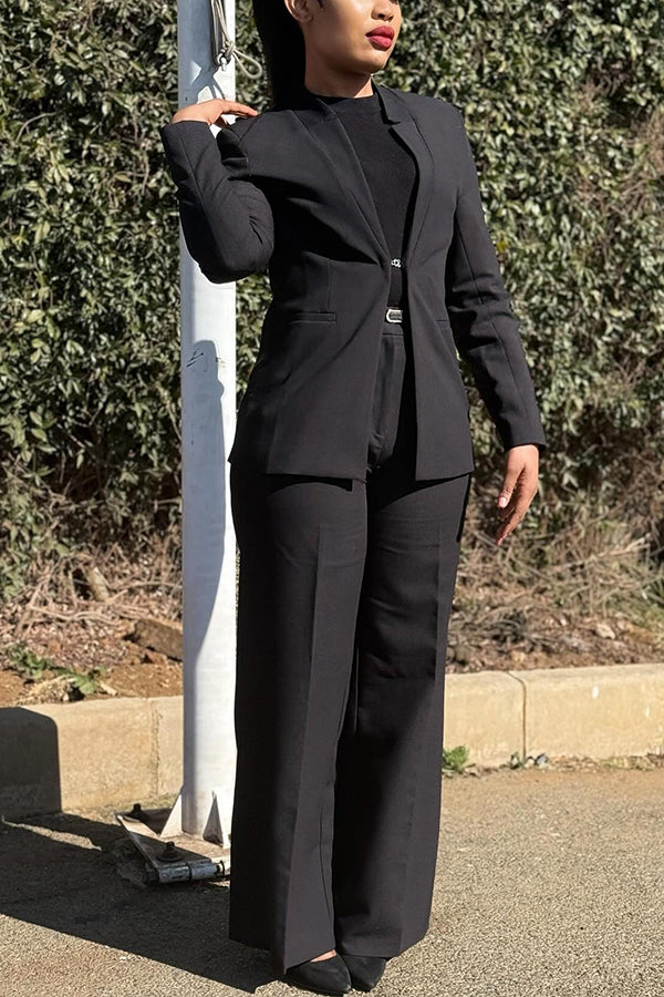 Classic Hook Buckle Blazer & Pants Set