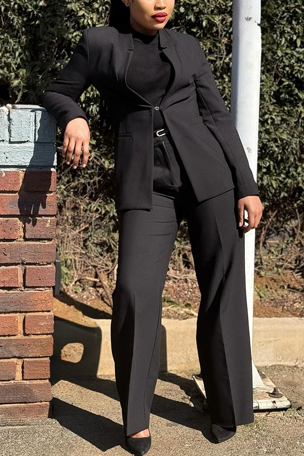 Classic Hook Buckle Blazer & Pants Set