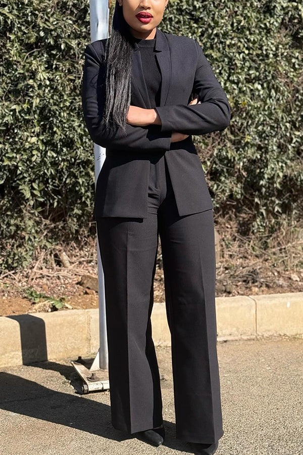 Classic Hook Buckle Blazer & Pants Set