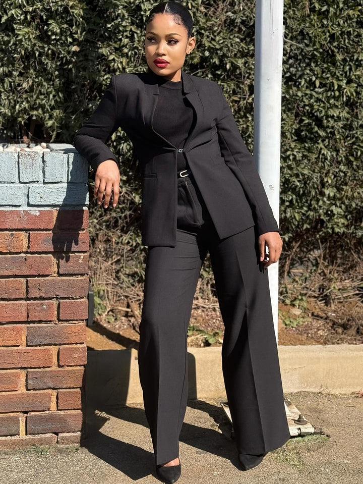 Classic Hook Buckle Blazer & Pants Set