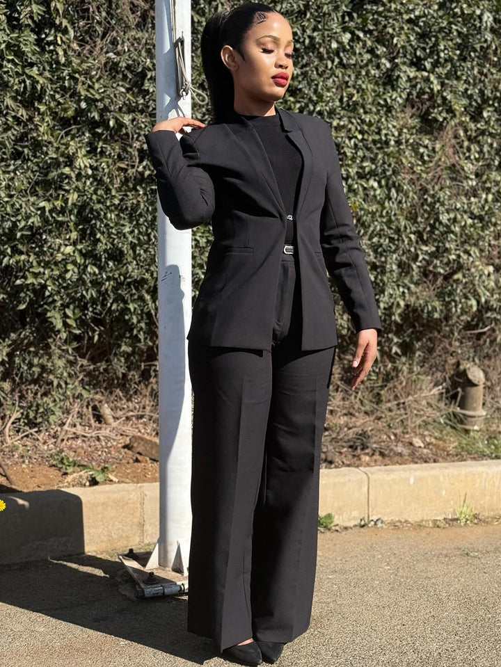 Classic Hook Buckle Blazer & Pants Set
