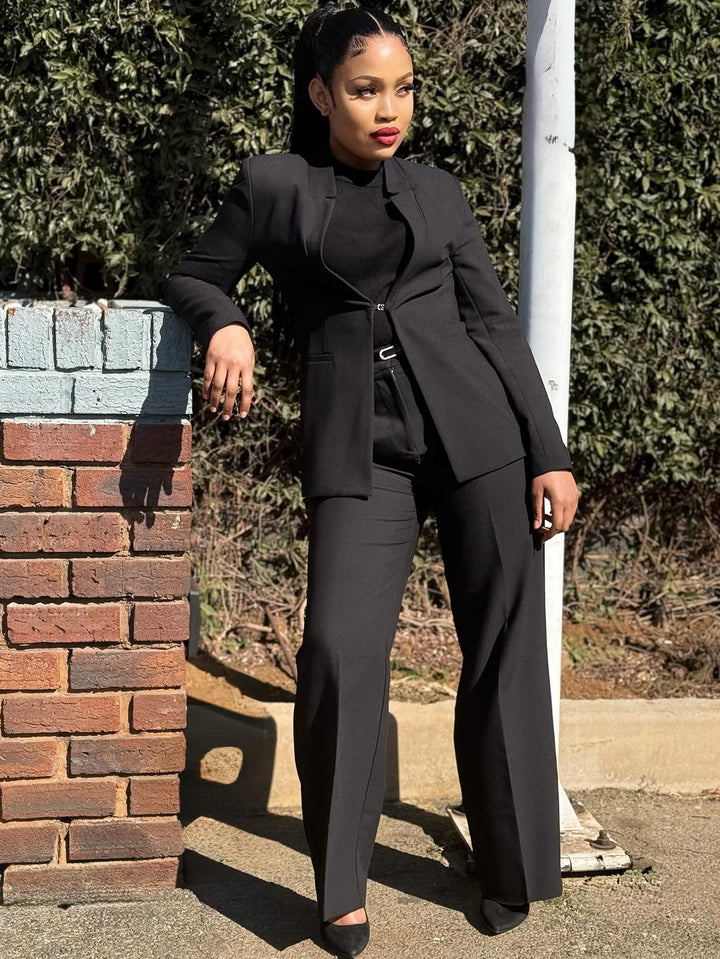Classic Hook Buckle Blazer & Pants Set