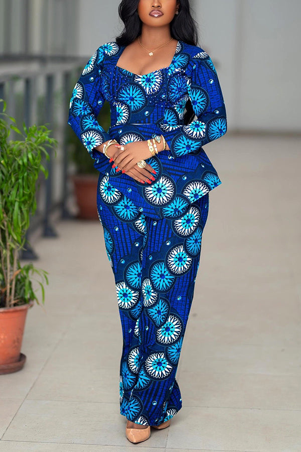 Elegant Figure Graphic Top & Pants Set
