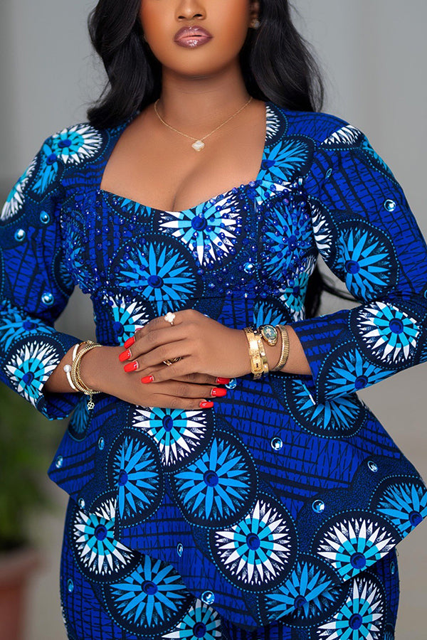 Elegant Figure Graphic Top & Pants Set
