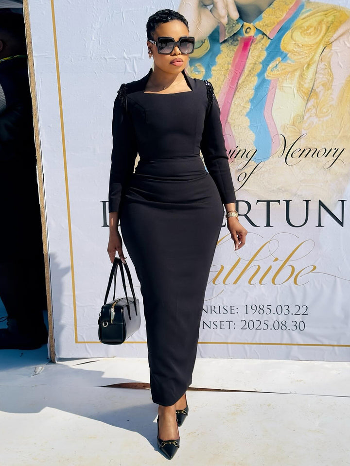Elegant Sequin Shoulder Tailored Dress
