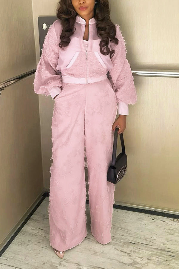 Fashion Fuzzy Fabric Top & Pants Set