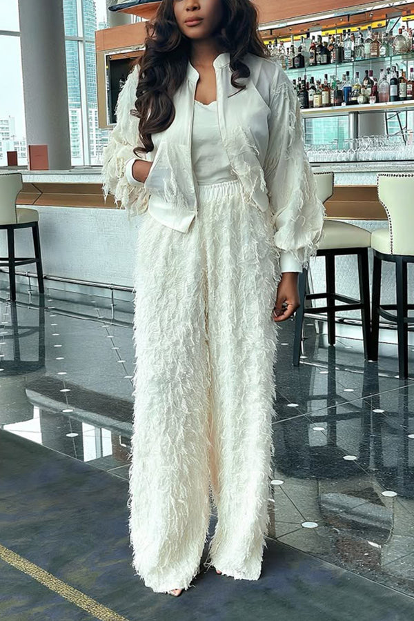 Fashion Fuzzy Fabric Top & Pants Set