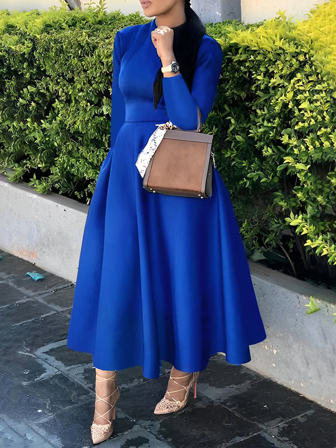 Elegant Short Sleeve A-line Dress