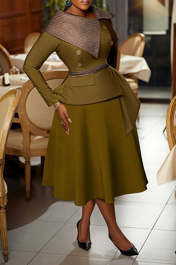 Side Draped Top & Patchwork Skirt Set