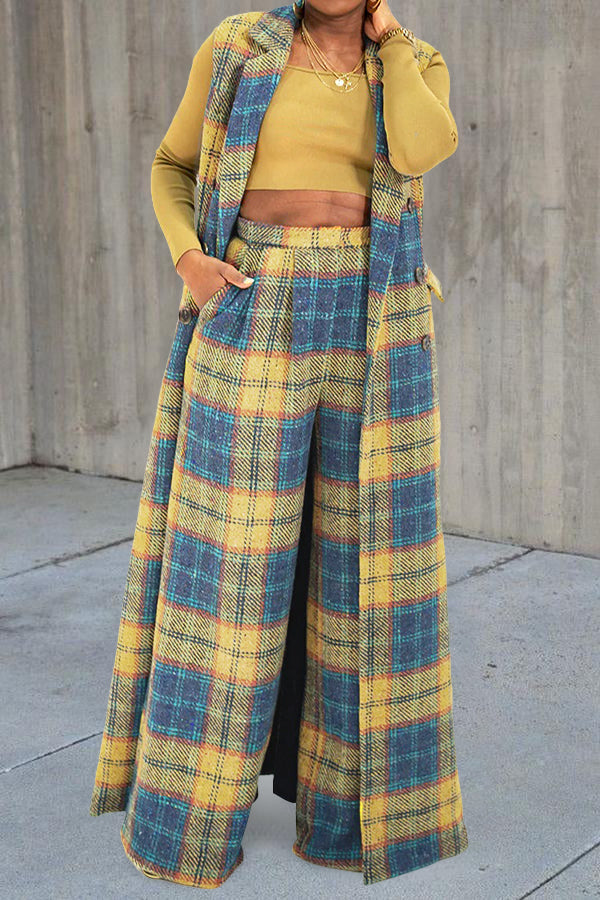 Stylish Plaid Straight Leg Pants