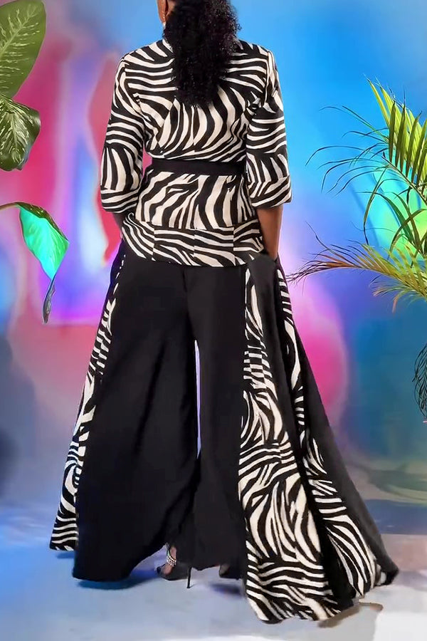 Fashion Zebra Print Top & Pants Set