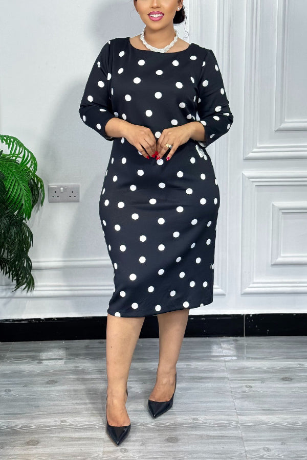 Retro Polka Dot Print  Dress