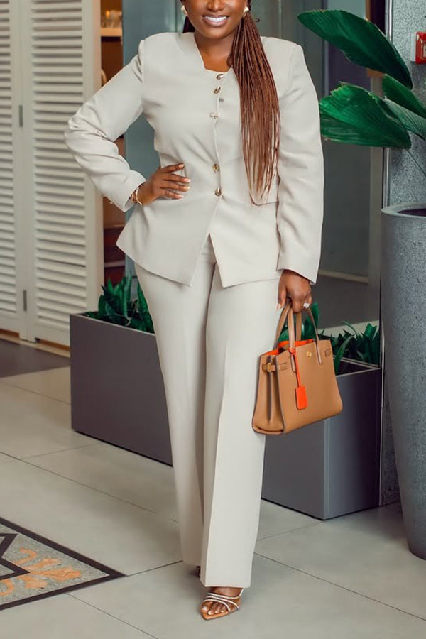 Retro Round Neck Top & Pants Set