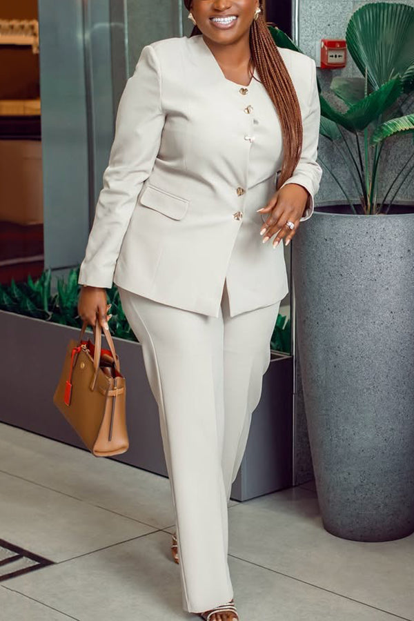 Retro Round Neck Top & Pants Set