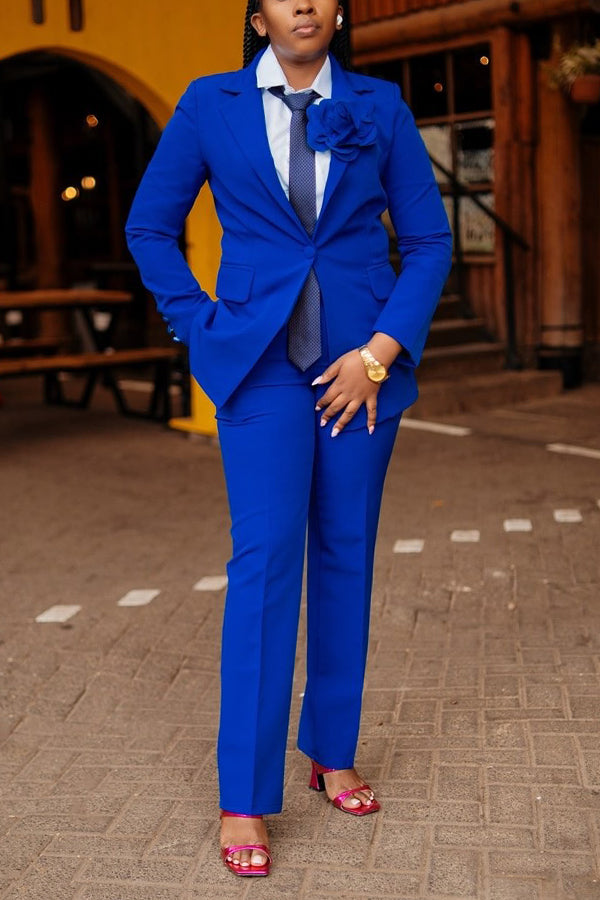 Classic 3D Floral Blazer & Pants Set
