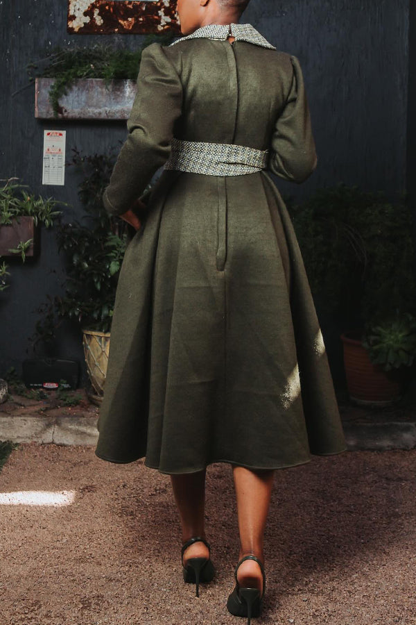 Stylish Contrast Plaid Bow Fornt Dress