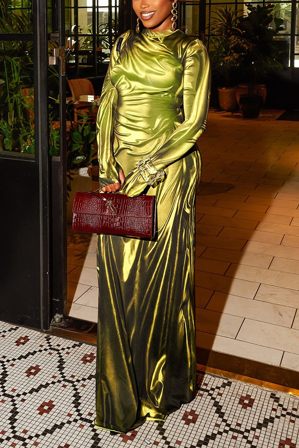 Retro Metallic Tailored Midi Dress