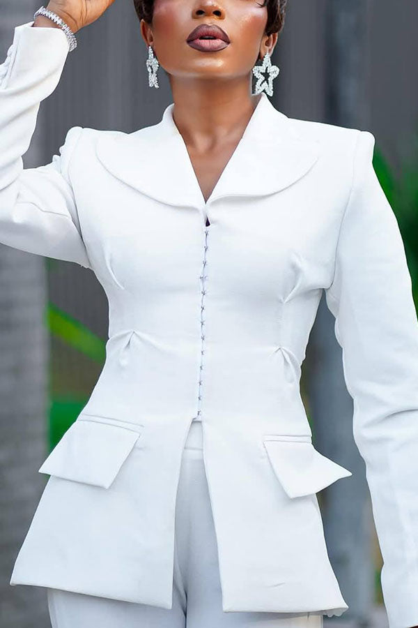 Elegant Shawl Collar Blazer & Pants Set