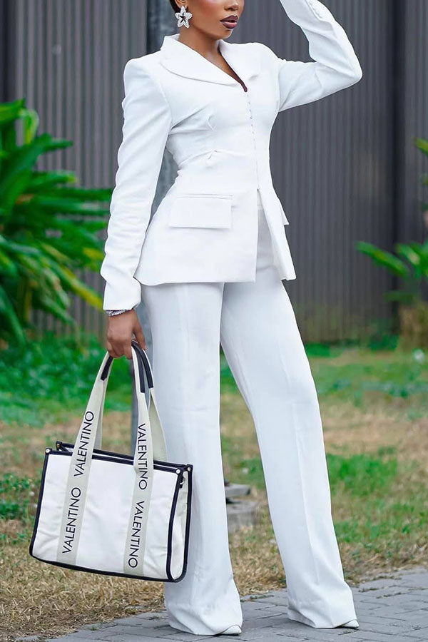 Elegant Shawl Collar Blazer & Pants Set
